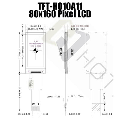 Tipo TFT LCD, luz del sol TFT legible 350cd/m2 de la barra de 0,96 pulgadas de SPI